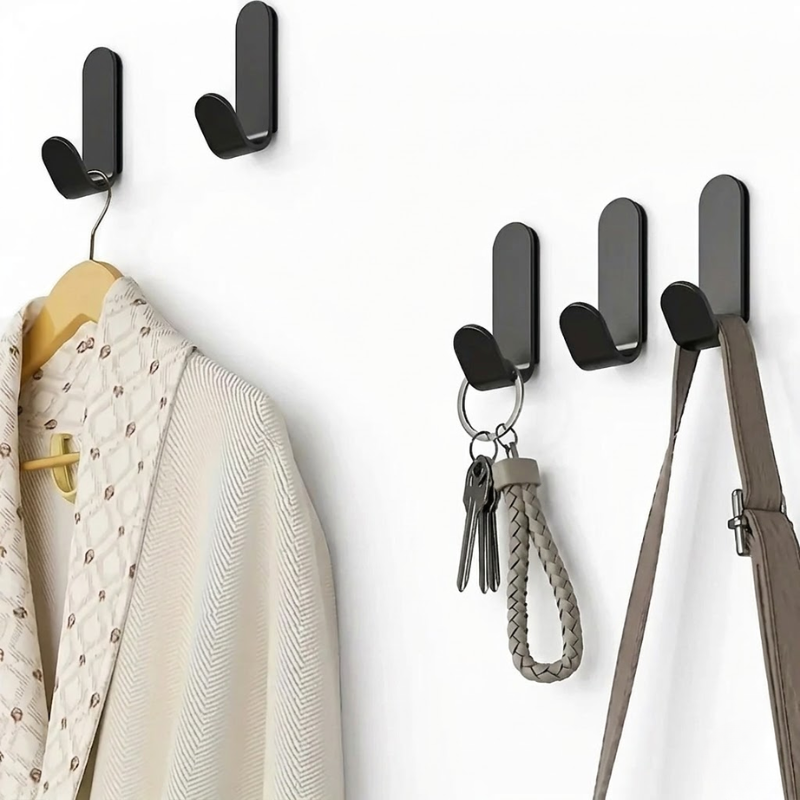 6 Piece Self-Adhesive Wall Hooks Waterproof J-Hook for Bathroom Kitchen Home