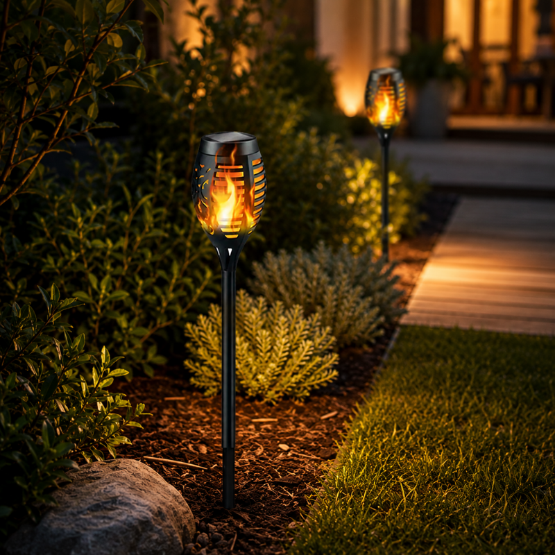 1 Piece Solar Flame Torch Light 12 LED Flickering Waterproof Outdoor Garden Lamp