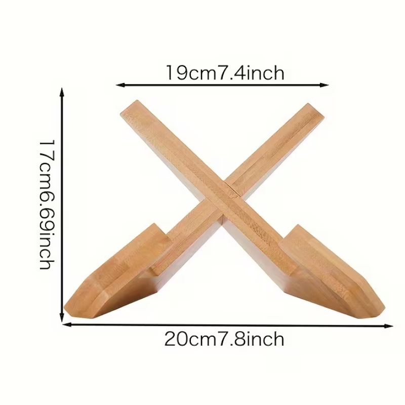 Light Brown Wooden Cookbook Stand Foldable Book Tablet and Record Display Holder