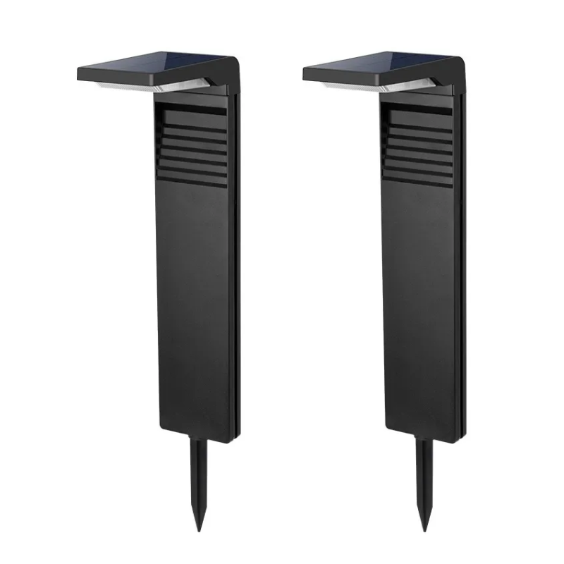 2 Piece Solar Powered Garden Pathway Light Waterproof Outdoor Landscape Lawn Light White