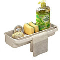 Kitchen Sink Organizer Drain Rack Self Draining Sponge Soap Holder White