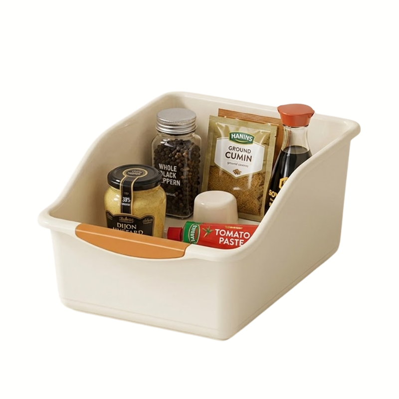 3 Piece Large Under Sink Organizer with Wheels Pull-Out Storage Bins Beige Kitchen Cabinet Organizer