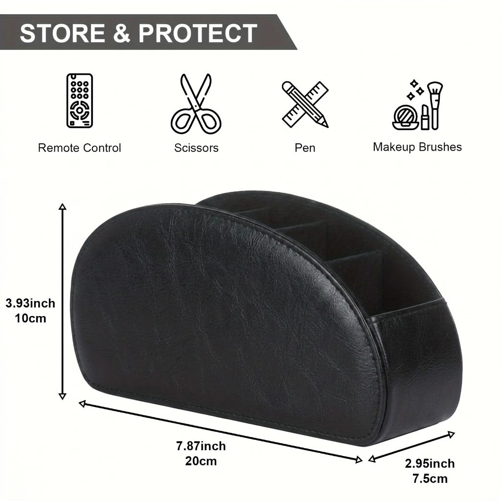 Black Remote Control Holder 5 Compartments Desktop Organizer Storage Box