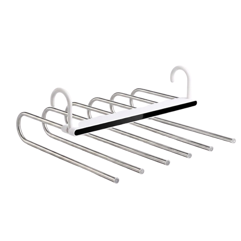 1 Piece 6 Layer Black Folding Pants Hanger Space Saving Clothes Storage Rack