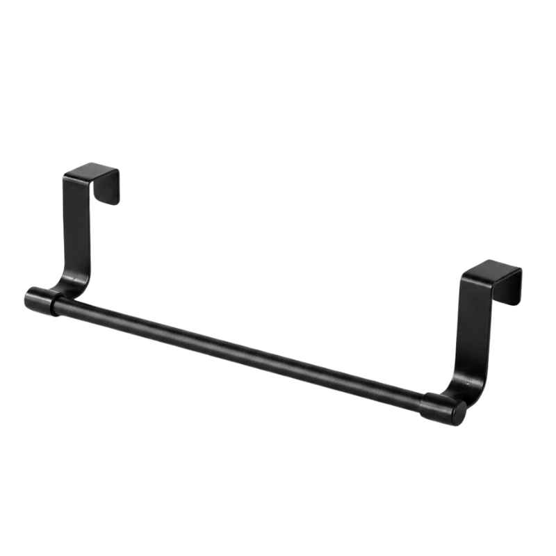 36CM Black Over Cabinet Towel Rack Stainless Steel Dishcloth Holder Hanging Rack