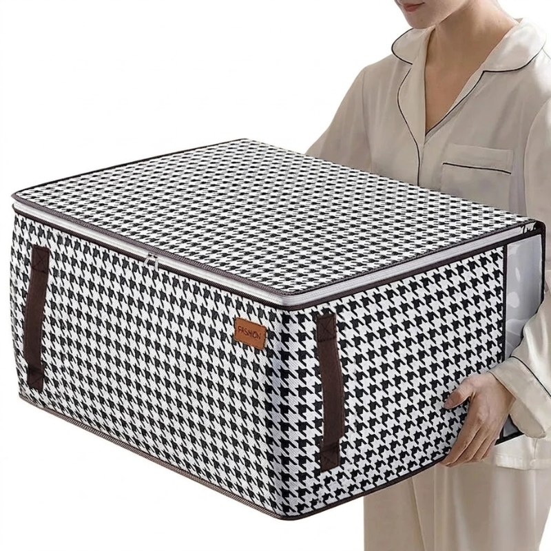 Quilt Storage Bag 60x45x25CM Non-Woven Clothes Organizer with Transparent Window