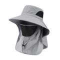 Light Gray Outdoor Sun Hat with Neck Flap Wide Brim Fishing Hiking Bucket Hat
