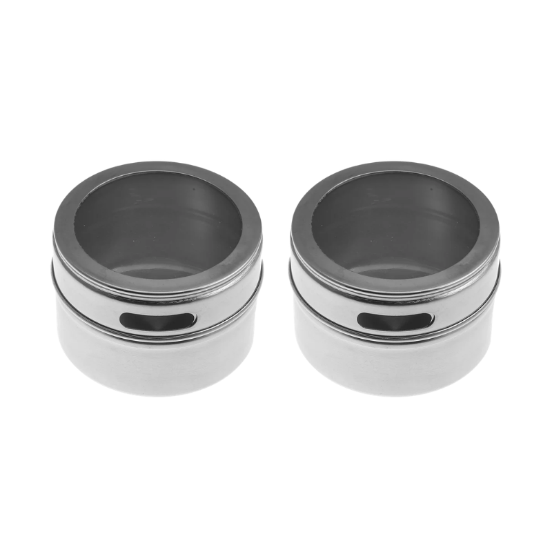 2 Piece Magnetic Spice Storage Jar Stainless Steel Seasoning Container with Spice Label