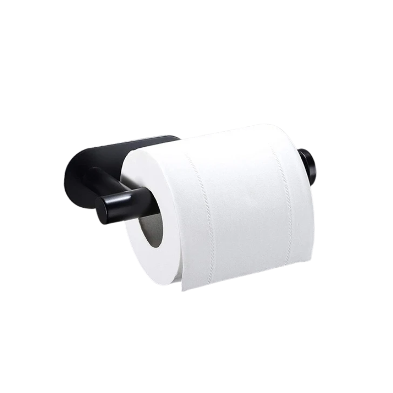 Black Kitchen Paper Towel Holder Adhesive Wall Mounted Tissue Roll Rack