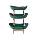 3 Tier Green Fruit Tray Stand Partitioned Serving Plate Snack Dessert Display