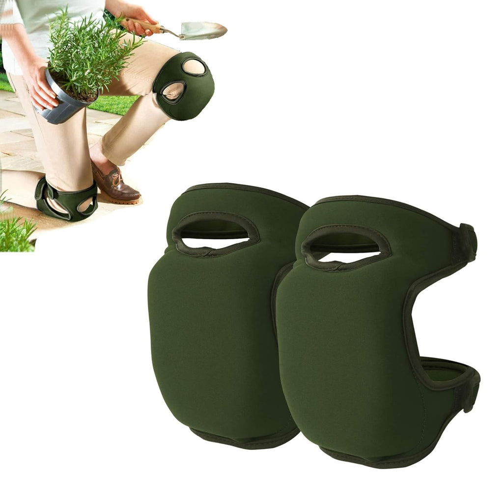 1 Pair Green Gardening Knee Pads Anti-Slip Cushioned Protective Kneepads Adjustable
