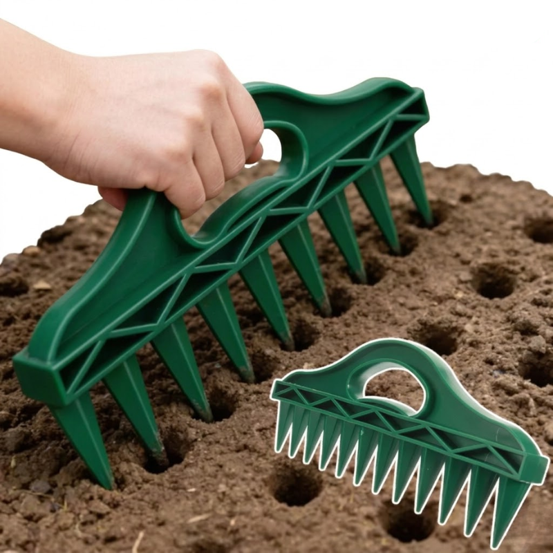 12 Hole Seed Spacer and Seeder Tool Manual Garden Planting Dibber Template