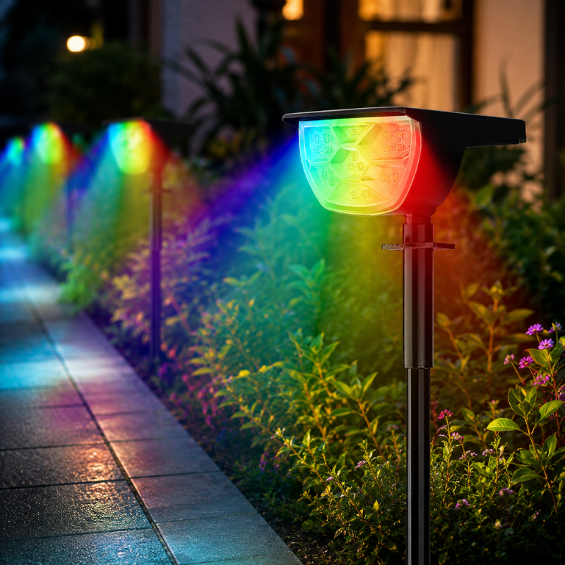 18LED RGB Solar Powered Garden Pathway Light Waterproof Outdoor Landscape Lamp