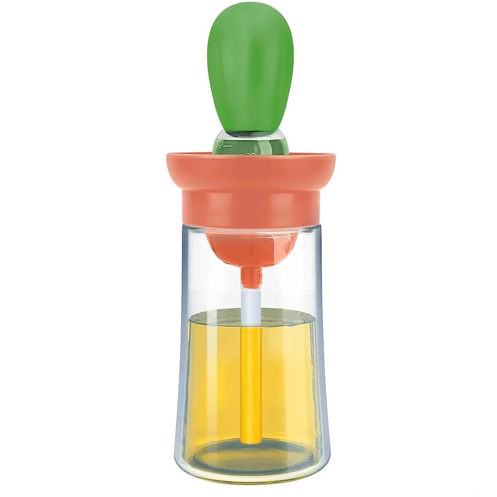 Oil Bottle with Silicone Brush Red Green BBQ Cooking Oil Dispenser