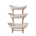 3 Tier Beige Fruit Tray Stand Partitioned Serving Plate Snack Dessert Display