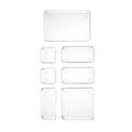 7 Piece Clear Drawer Organizer Set Plastic Storage Boxes Multi Size Makeup Bathroom Desk