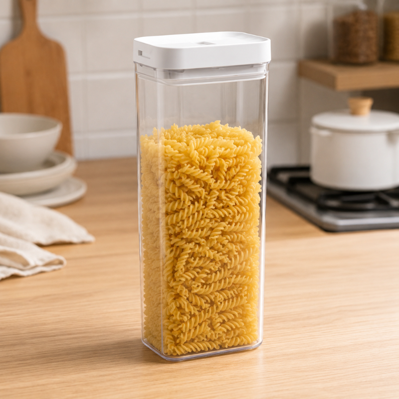 1800ml Transparent Pasta Storage Box Plastic Dry Food Container with Lid