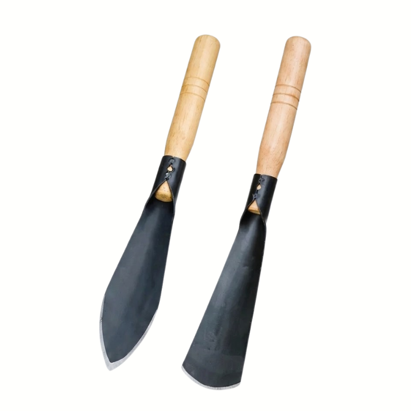 2 Piece Multifunctional Garden Shovel Manganese Steel Weeding Hoe Digging Tool with Wooden Handle