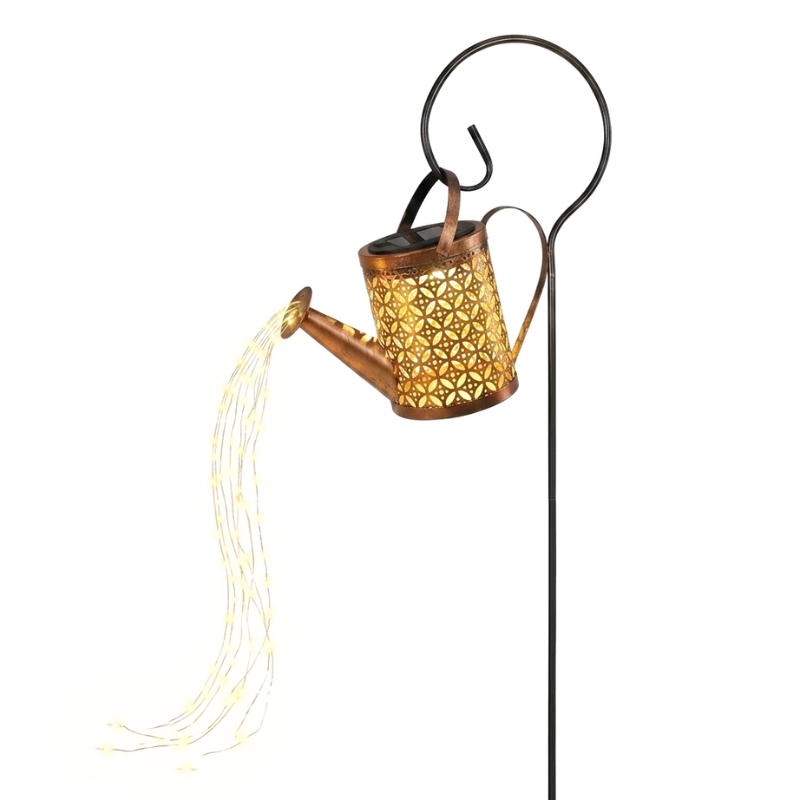 Solar Watering Can Garden Light with Shepherd Hook LED Decorative Stake Lamp Warm White