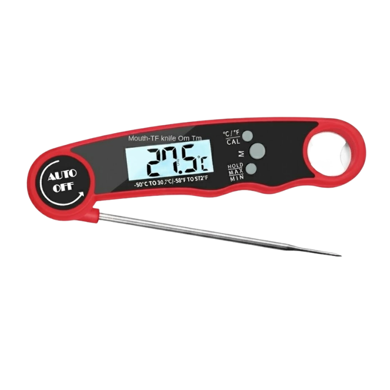 Digital Food Thermometer with Foldable Stainless Steel Probe for BBQ Cooking and Baking