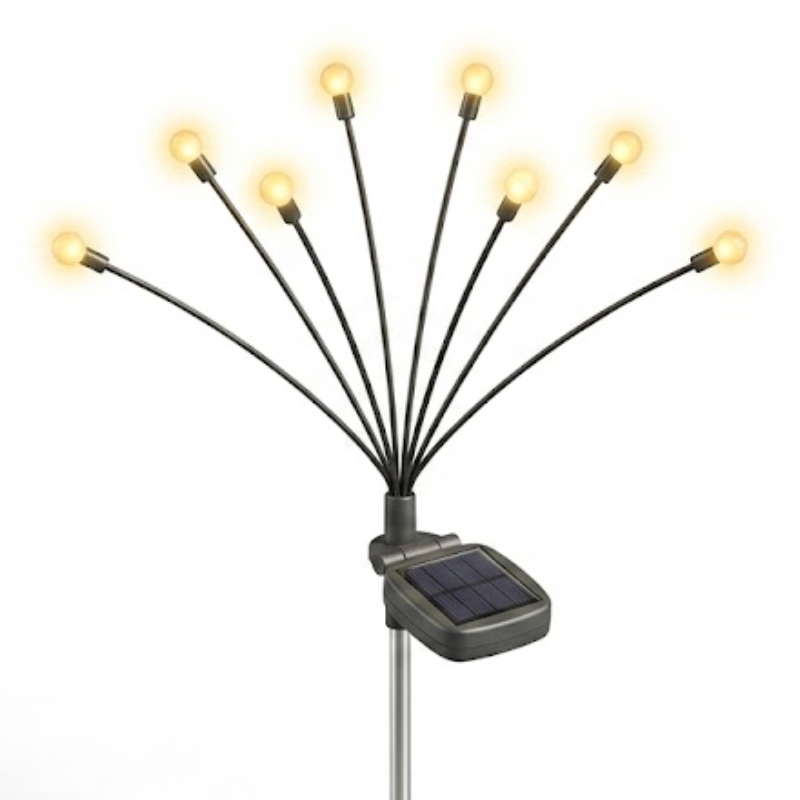 8 LED Solar Firefly Swaying Lights Warm White Outdoor Garden Pathway Decor Light