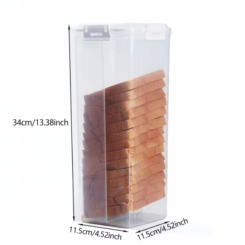Clear Airtight Bread Loaf Storage Container Tall Bread Saver Box White with Drawer