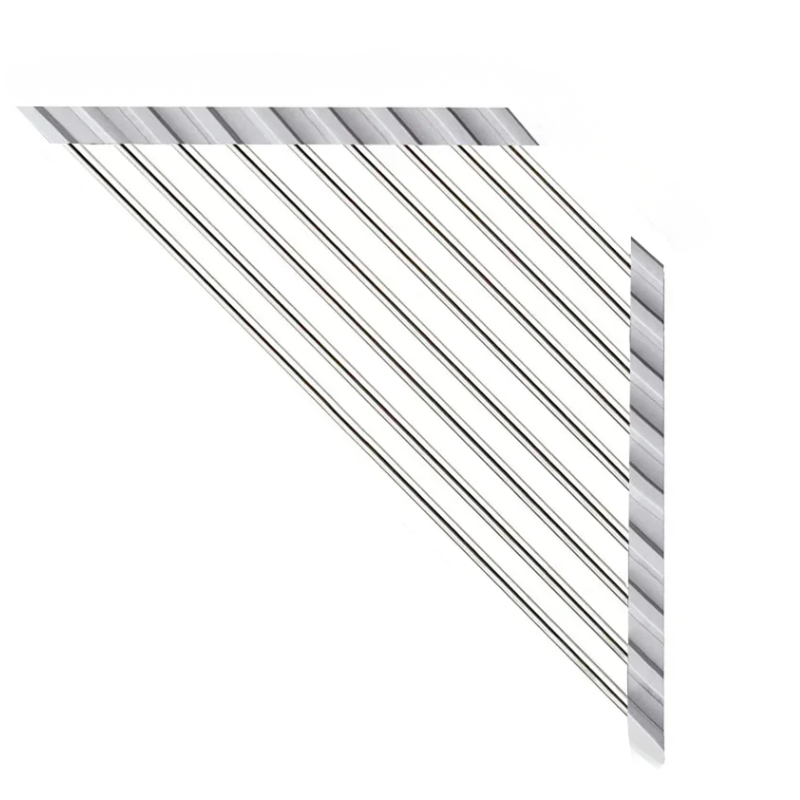 Gray Roll Up Triangle Dish Drying Rack Stainless Steel Corner Sink Organizer