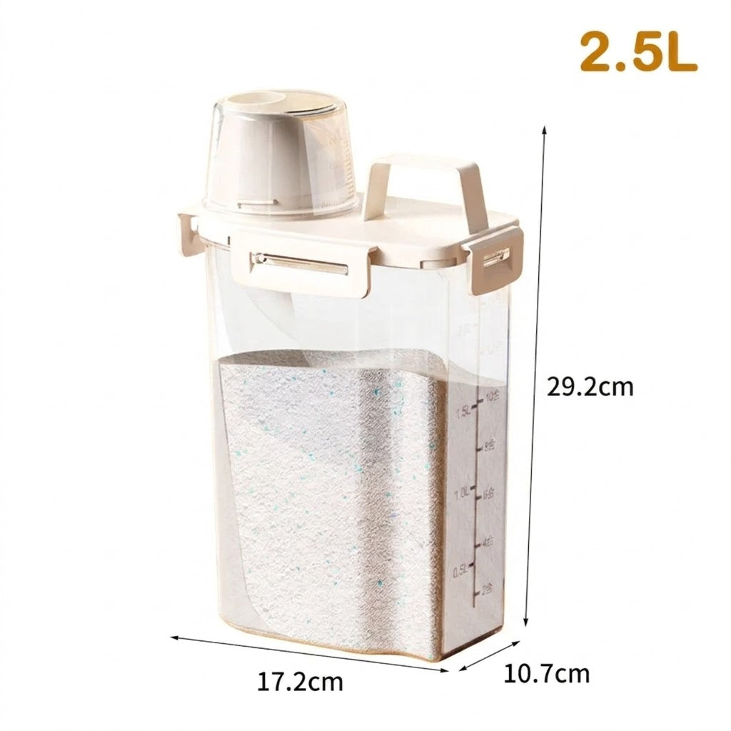2.5L Storage Container Measuring Cup Lid Dispenser Bottle for Liquid and Powder Storage