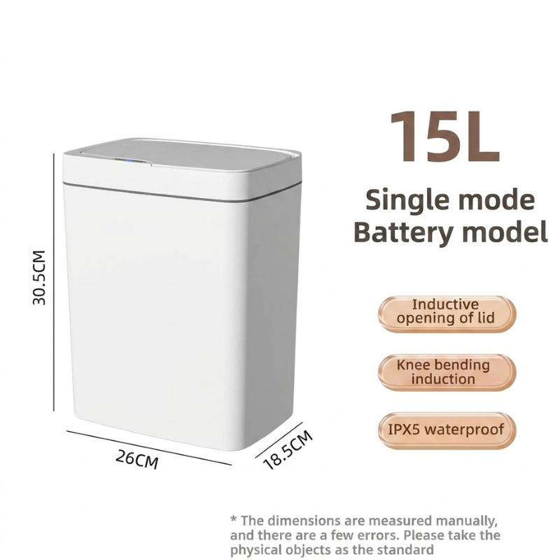 15L Touchless Smart Sensor Trash Can Automatic Bagging Waste Bin Waterproof