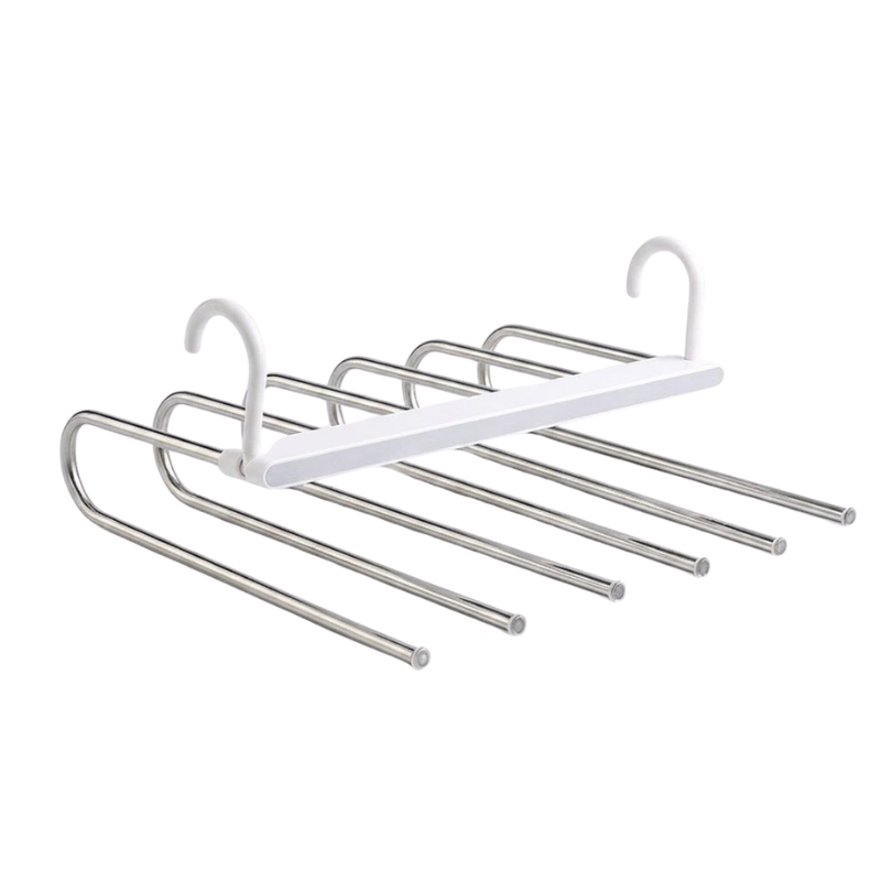1 Piece 6 Layer Gray Folding Pants Hanger Space Saving Clothes Storage Rack