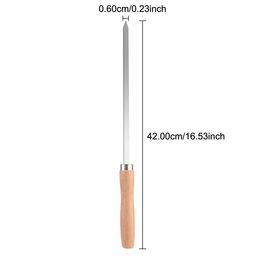 6 Piece Stainless Steel BBQ Skewers with Wooden Handles Grilling Set