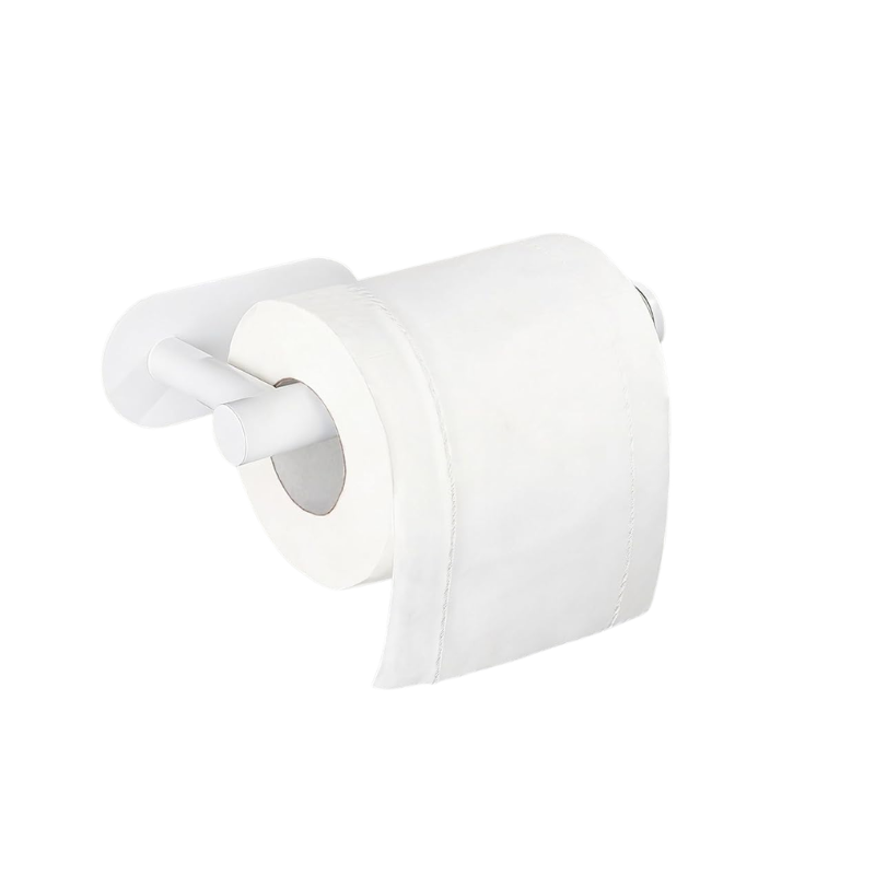 White Kitchen Paper Towel Holder Adhesive Wall Mounted Tissue Roll Rack