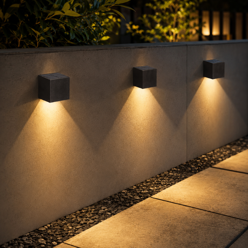 1 Piece Solar Powered LED Wall Light IP65 Waterproof Outdoor Garden Fence Lamp