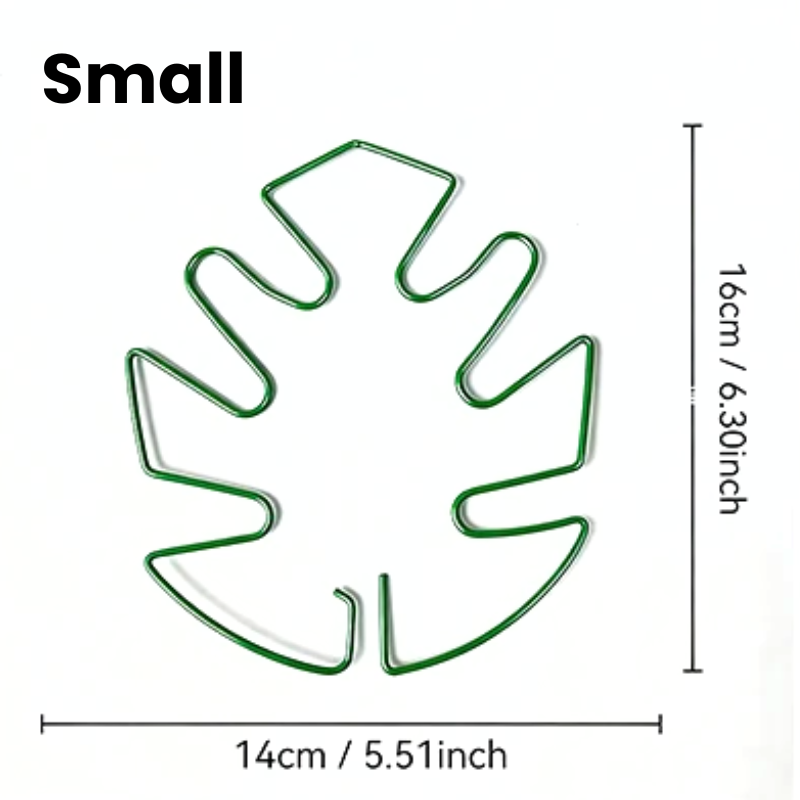 16cm Small Metal Plant Stem Support Green Monstera Climbing Stabilizer Decorative Leaf Design