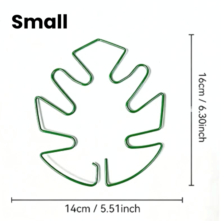 16cm Small Metal Plant Stem Support Green Monstera Climbing Stabilizer Decorative Leaf Design