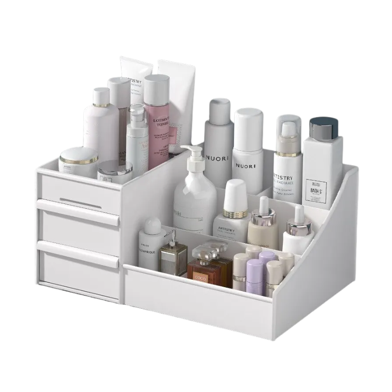 1 Piece White Drawer Makeup Storage Box Desktop Organizer for Cosmetics Skincare