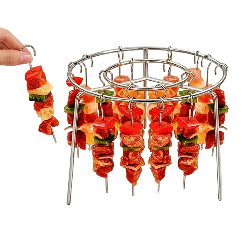 Stainless Steel Vertical Grill Rack 24 Skewer Holder for BBQ and Air Fryer
