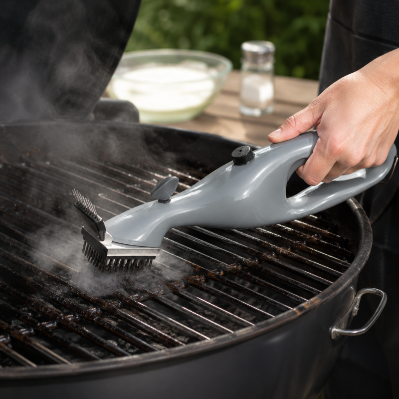 BBQ Grill Cleaning Brush with Water Spray Stainless Steel Outdoor Cleaning Tool