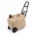 Portable 28L Khaki Water Storage Container with Wheels Tap and Screw Lid for Camping Travel