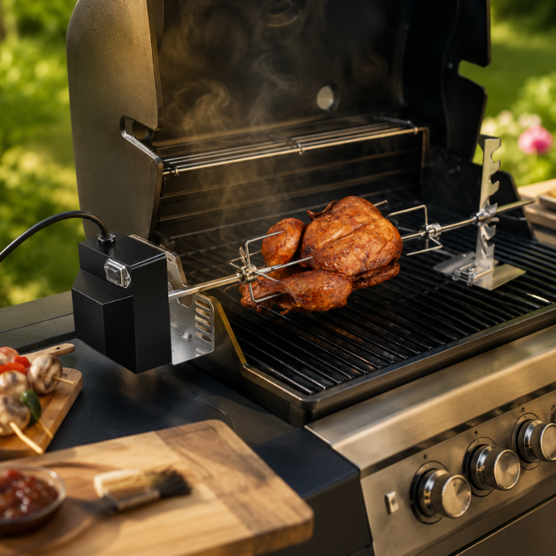Heavy Duty Rotisserie Grill Kit with Motor 15kg Load Stainless Steel BBQ Set