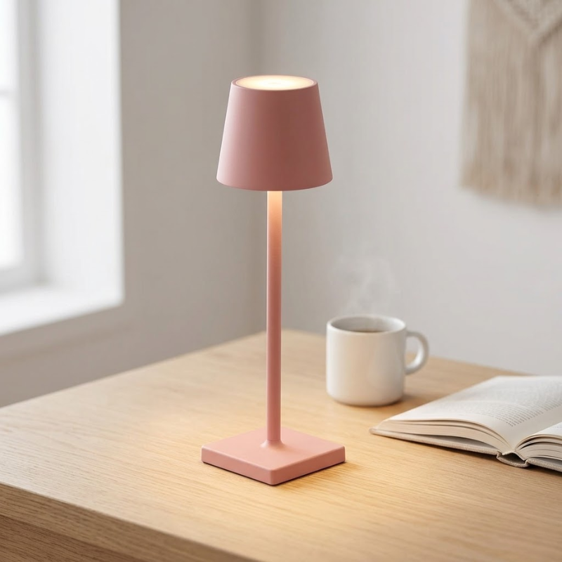 LED Touch Pink Table Lamp 3 Color Dimmable USB Powered Desk Bedside Light