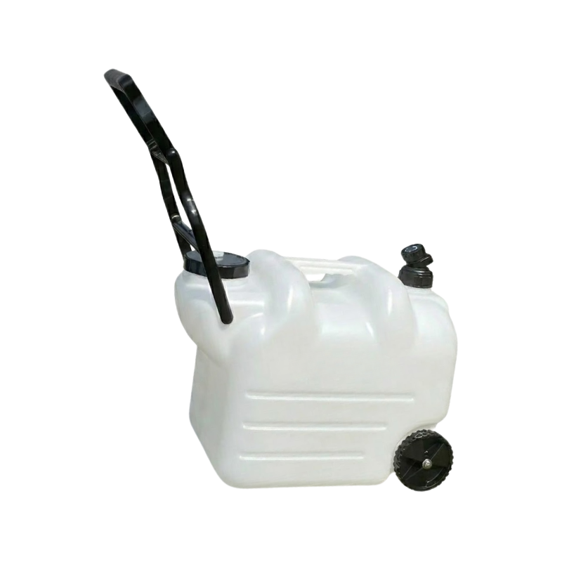 Portable 28L White Water Storage Container with Wheels Tap and Screw Lid for Camping Travel