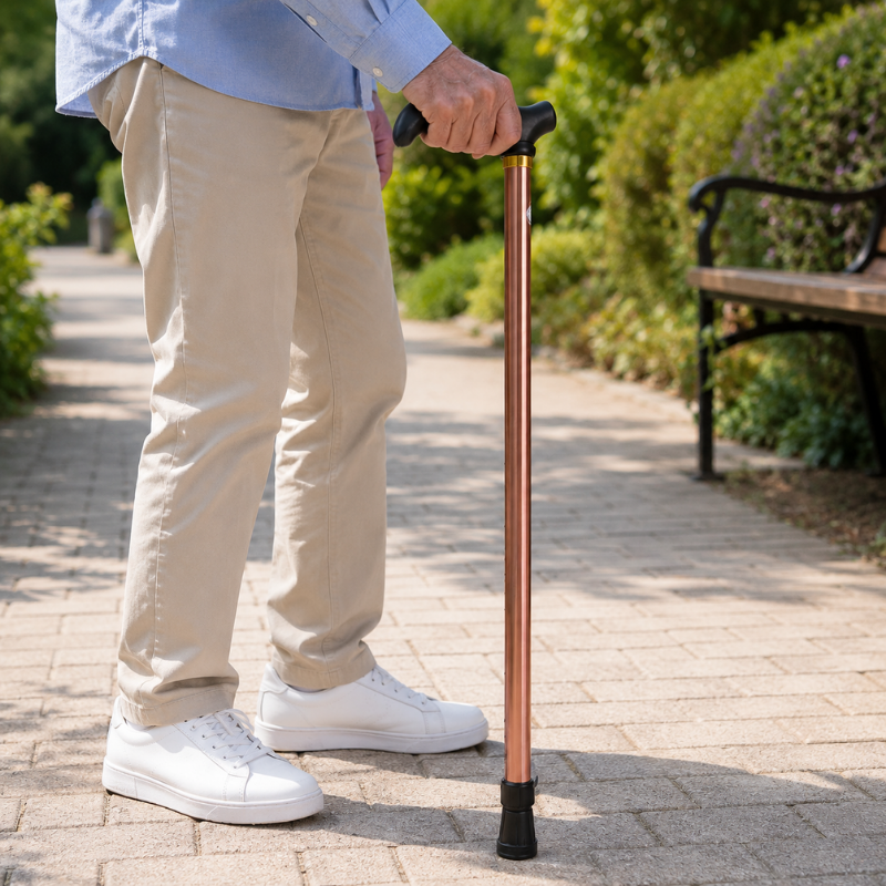 Adjustable Aluminum Walking Stick Coffee 75-90cm Anti-Slip Support Cane