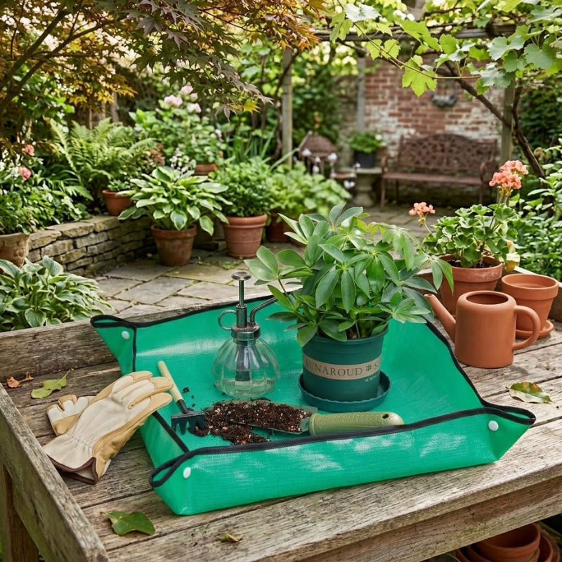 75x100cm Waterproof Planting Mat Foldable Gardening Potting Pad with Snap Corners