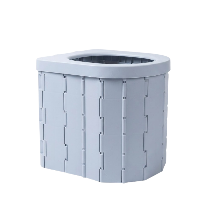 Portable Folding Bucket Toilet Seat Gray Without Lid Compact Plastic Outdoor Emergency Toilet for Camping Travel