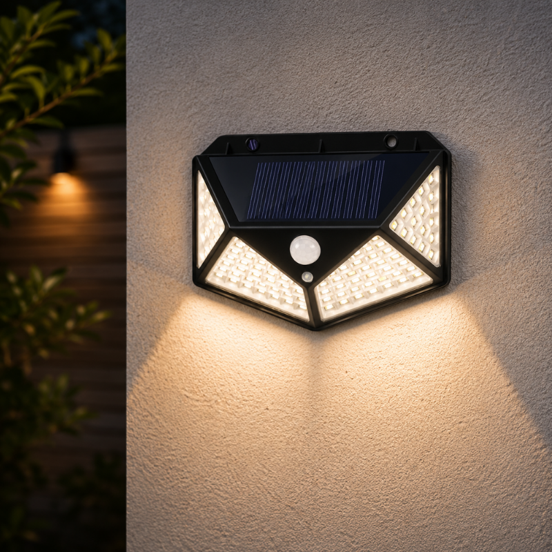 100 LED Solar Motion Sensor Light Outdoor IP65 Waterproof Wall Security Light