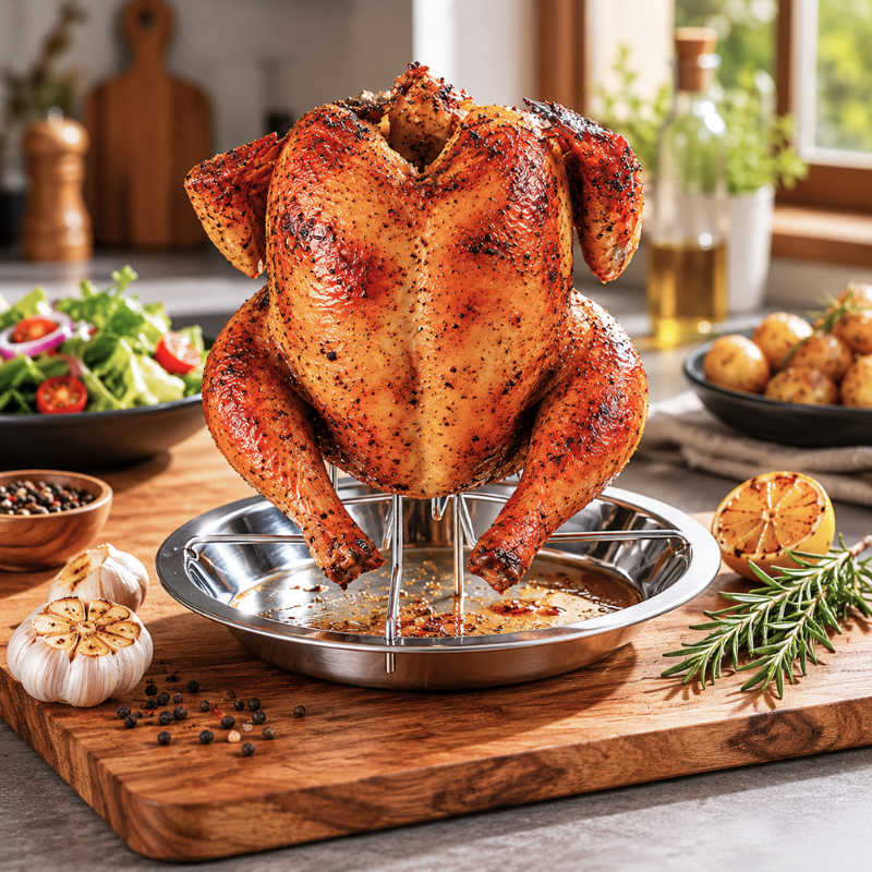 Chicken Roaster Rack Stainless Steel Vertical Grill Stand BBQ Cooking Tool