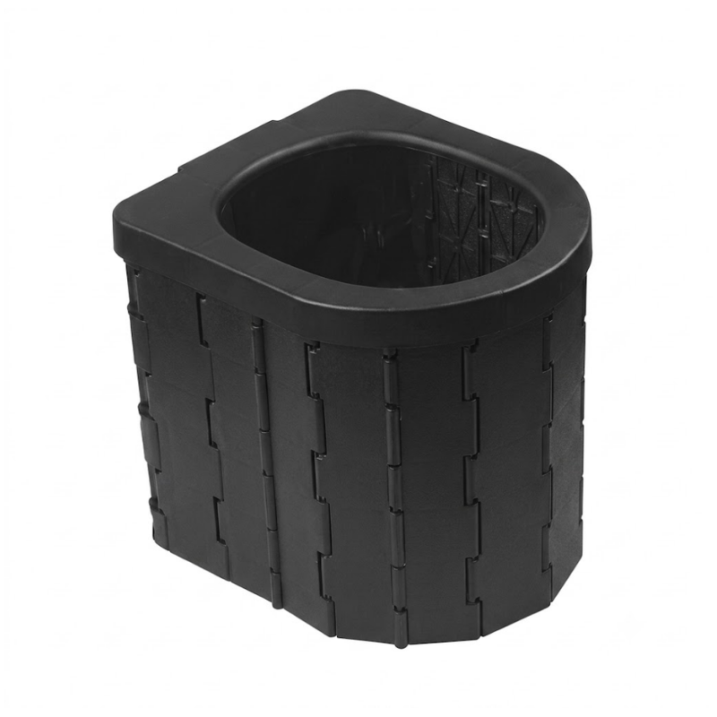 Portable Folding Bucket Toilet Seat Black Without Lid Compact Plastic Outdoor Emergency Toilet for Camping Travel