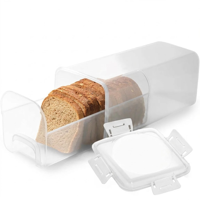 Clear Airtight Bread Loaf Storage Container Tall Bread Saver Box White with Drawer
