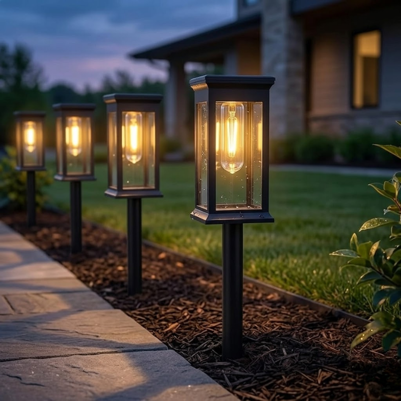 2 Piece Solar Garden Lawn Light Warm White IP65 Outdoor Landscape Path Lights